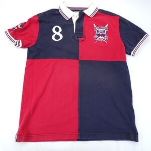 HACKETT LONDON Battle Blues #8 Polo Long Sleeve Polo Shirt Sz M Oxford Cambridge